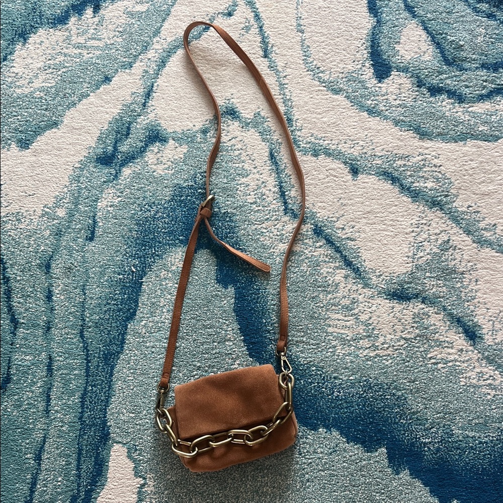 Free People Tan Crossbody Bag with Chain Detail